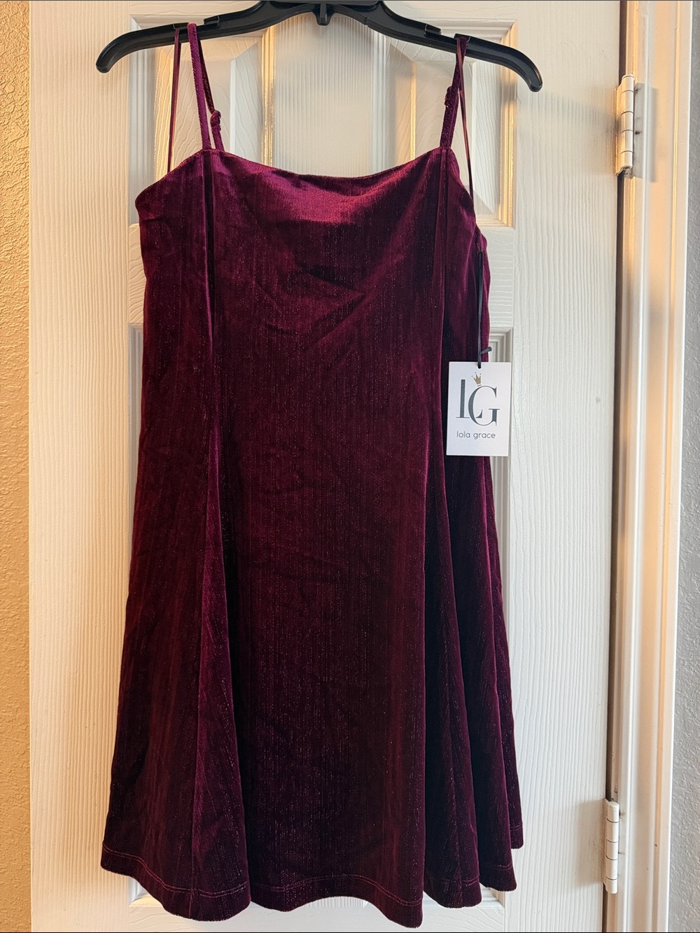 Lola Grace Velvet Mini Dress in Burgundy